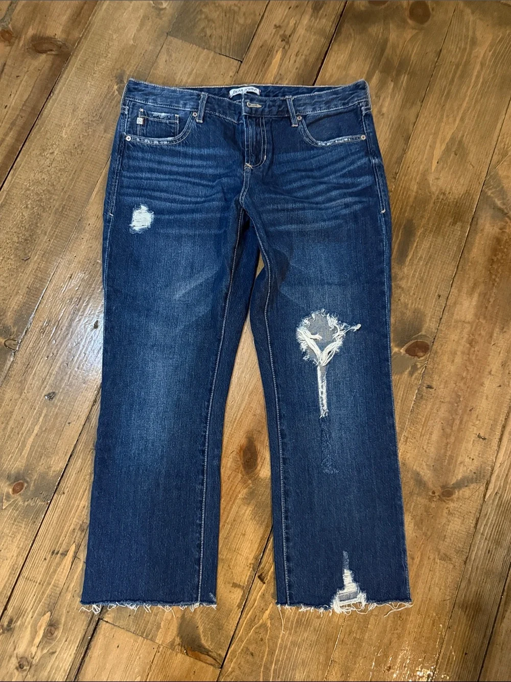 Dear John Dark Blue Distressed Cropped Jeans